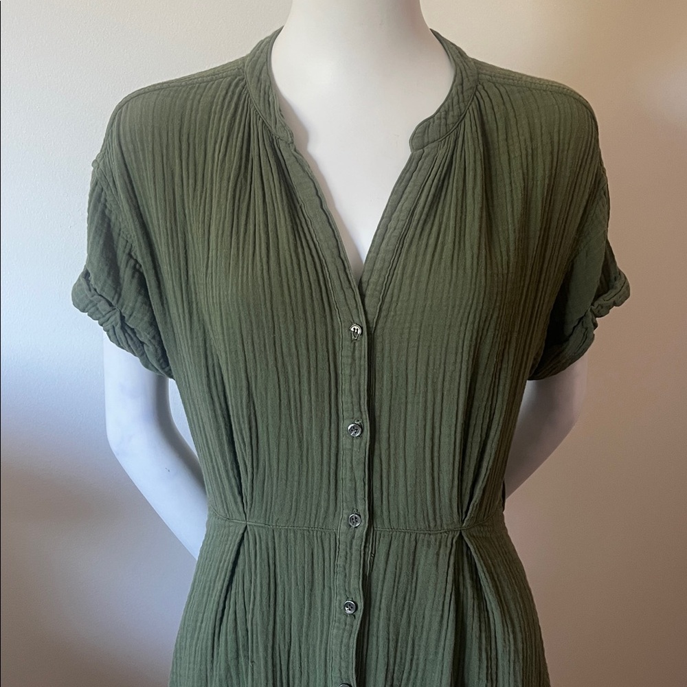 XIRENA Cate Elegant Green Midi Dress Made in USA Without Belt - Picture 8 of 16